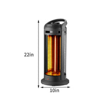 Load image into Gallery viewer, Electric Space heater, 45 degree rotating head, with safety reverse switch, optional 2-level heating, power up to 1500W, overheating protection and power down protection, black