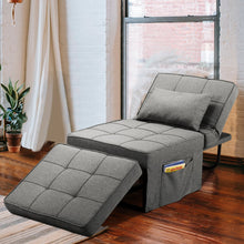 Load image into Gallery viewer, Folding Ottoman Sleeper Guest Bed, 4 in 1 Multi-Function Adjustable Ottoman Bed Bench Guest Sofa Chair with Side Pocket