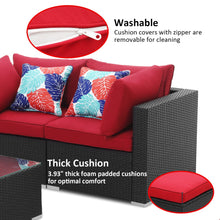 Load image into Gallery viewer, 5 Pieces Outdoor Patio Furniture sets Steel Frame PE Rattan Wicker Sectional Conversation Sofa Sets