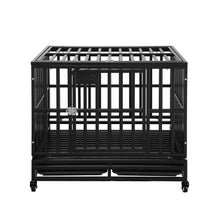 Load image into Gallery viewer, 38”/42”/46” Dog Cage Crate Kennel Heavy Duty Tear Resistant Square Tube with Four Wheels for Large Dogs Easy to Install