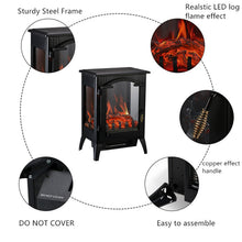 Load image into Gallery viewer, Electric Fireplace Free Standing Heater Adjustable 750W/1500W Wood Fire Flame Stove