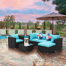 Load image into Gallery viewer, 6 Pieces Outdoor Furniture Wicker Sofa Set with Ottoman