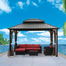 Load image into Gallery viewer, Outdoor Hardtop Double Top Gazebo Canopy with screens (10 x 12)