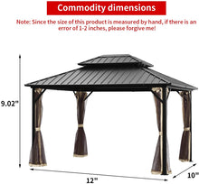 Load image into Gallery viewer, Outdoor Hardtop Double Top Gazebo Canopy with screens (10 x 12)