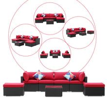 Load image into Gallery viewer, 7 Piece Outdoor Rattan Wicker Furniture Sofa Set with Ottoman