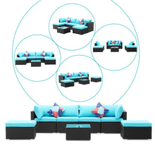 Load image into Gallery viewer, 7 Piece Outdoor Rattan Wicker Furniture Sofa Set with Ottoman