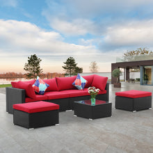 Load image into Gallery viewer, 7 Piece Outdoor Rattan Wicker Furniture Sofa Set with Ottoman