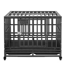 Load image into Gallery viewer, 38”/42”/46” Dog Cage Crate Kennel Heavy Duty Tear Resistant Square Tube with Four Wheels for Large Dogs Easy to Install