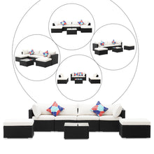 Load image into Gallery viewer, 7 Piece Outdoor Rattan Wicker Furniture Sofa Set with Ottoman