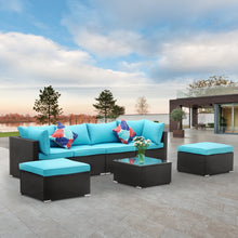 Load image into Gallery viewer, 7 Piece Outdoor Rattan Wicker Furniture Sofa Set with Ottoman