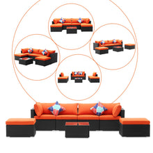Load image into Gallery viewer, 7 Piece Outdoor Rattan Wicker Furniture Sofa Set with Ottoman