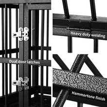 Load image into Gallery viewer, 38" and 42” Heavy-Duty Dog Pets Kennel Cage Crate Double Door w/Lockable Wheels Steeple Square Tube Dog Crate Safe Metal Tray