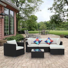 Load image into Gallery viewer, 6 Pieces Outdoor Furniture Wicker Sofa Set with Ottoman