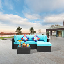 Load image into Gallery viewer, 5 Pieces Outdoor Patio Furniture sets PE Rattan Wicker Sectional Conversation Sofa Sets with Ottoman