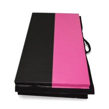 Load image into Gallery viewer, PU Leather Gymnastics Folding Mat - Magenta/Black rectangle