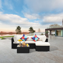 Load image into Gallery viewer, 5 Pieces Outdoor Patio Furniture sets PE Rattan Wicker Sectional Conversation Sofa Sets with Ottoman