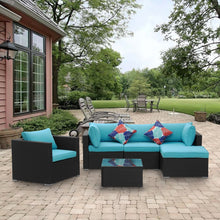 Load image into Gallery viewer, 6 Pieces Outdoor Furniture Wicker Sofa Set with Ottoman