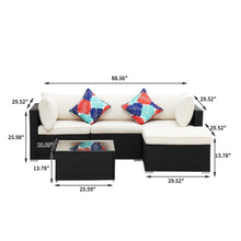 Load image into Gallery viewer, 5 Pieces Outdoor Patio Furniture sets PE Rattan Wicker Sectional Conversation Sofa Sets with Ottoman