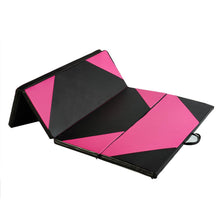 Load image into Gallery viewer, PU Leather Gymnastics Folding Mat Black & Pink Hexagon