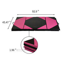 Load image into Gallery viewer, PU Leather Gymnastics Folding Mat Black & Pink Hexagon
