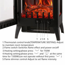 Load image into Gallery viewer, Electric Fireplace Free Standing Heater Adjustable 750W/1500W Wood Fire Flame Stove