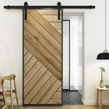 Load image into Gallery viewer, 6.6 FT Antique Country Style Black Single Sliding Barn Door Closet Hardware Set Kit Steel Frosted