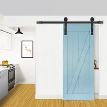 Load image into Gallery viewer, 6.6 FT Antique Country Style Black Single Sliding Barn Door Closet Hardware Set Kit Steel Frosted