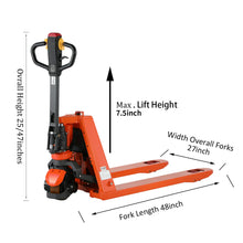 Load image into Gallery viewer, Full Electric Lithium Battery Pallet Jack 3300 lbs Cap. 48" x 27" Fork