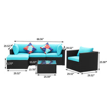 Load image into Gallery viewer, 6 Pieces Outdoor Furniture Wicker Sofa Set with Ottoman