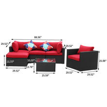 Load image into Gallery viewer, 6 Pieces Outdoor Furniture Wicker Sofa Set with Ottoman