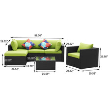 Load image into Gallery viewer, 6 Pieces Outdoor Furniture Wicker Sofa Set with Ottoman