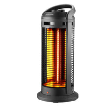 Load image into Gallery viewer, Electric Space heater, 45 degree rotating head, with safety reverse switch, optional 2-level heating, power up to 1500W, overheating protection and power down protection, black
